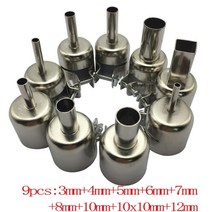 공예용 히팅건 가열기 힛팅툴 드라이기 5pcs9pcs 뜨거운 공기 노즐 850 852d 898 858 납땜 스테이션 부착 용 범용 노즐, 9개