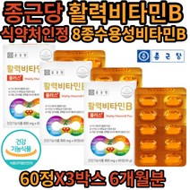 종근당 활력 멀티 비타민B 비타민b12 수용성 비타민비 식 약 처 정 캡슐 개별포장 건강 식품 비오틴 판토텐산 엽산 나이아신 에너지 비타민 비군 플러스 영양제 식약처 식약청 인정