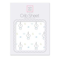 SwaddleDesigns 침대 매트리스 커버용 시트 가장 부드러운 면 플란넬로 가 더 잘 수 있음 미국산 파스텔 블루 스털링 리틀 도트, Blue Spaceman