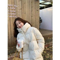 후드 숏 크롭 수입 여성 베이지 블랙 예쁜 패딩 점퍼 하이넥 하프 빵빵한 솜 오버핏 SY