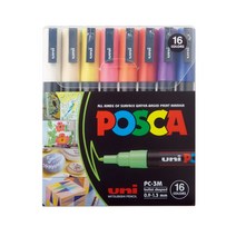 미쯔비시) 유니 포스카 UNI POSCA 마카세트, 3M 16색