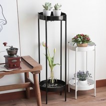 인테리어 화분 받침대 다육이선반 꽃 거치대 장식장 진열대 스탠드 아파트 안방 베란다꾸미기, 브리테 2단 화분대 대1P(화이트)