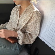 Makone 루즈핏 긴팔 셔츠 블라우스 이너 플라워