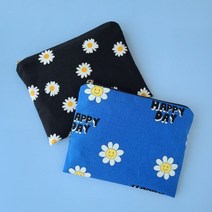 [천삼백케이] [나미꼬의퀼트카페] 17cm 생리대 파우치 만들기 해피데이 화장품파우치, 블랙데이지