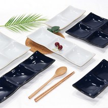 세르 2칸 3칸 4칸 사각 나눔접시 반찬 간식 안주 접시, 4칸접시 1p, 화이트 그레이