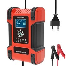 범용 자동차 배터리 충전기 12V 24V 대형 전원 12A 유지 보수 트럭 AGM 딥 사이클 VRLA 펄스 수리, Red EU Plug