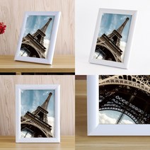 마트498 갤러리 화이트프레임 사진액자(4X6) 데스크테리어 아기액자 포토액자 매장인테리어 엑자 카페소품