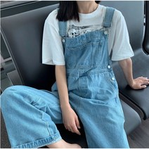 루즈핏 오버롤데님 멜빵바지 점프수트
