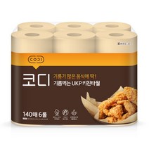 [코디] 기름먹는 무표백 키친타월 140매x6롤 1팩, 140매, 6개