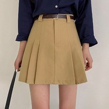 하이틴룩 플리츠 벨트 A라인 베이지 그레이 스커트