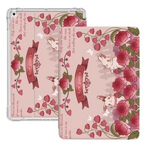 iPad 보호 케이스 Air2는 Apple 2018 태블릿 2021 낙하 방지 케이스에 적합합니다. 9 실리콘 10 세대 2020 신작 2019 올 인 클루 시브 6 5 2017, (에어백 북 스타일)  래빗 로즈    강화 필름 추가, 아이패드 에어3(10.5인치)