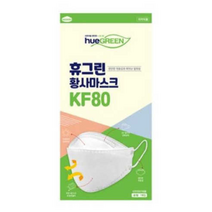 휴그린 미세먼지 방역마스크 KF80 (중형) 화이트