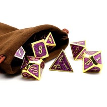D 및 주사위 금속 HNCCESG DND 세트 던전 앤 드래곤 다면체 역할 놀이 MTG RPG 테이블 탑 게이밍 섀도우 런 패스파인더 보드 게임 D20 D12 D10 D8 D6 D, Gold Glitter Purple