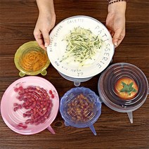 만능 실리콘 뚜껑 용기덮개 밀폐용기 보관 실리콘랩 6종 3p