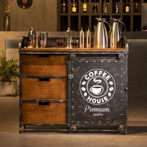 카페셀프바 커피 정리대 서비스테이블 빈티지 철제 다용도, 구은120x40x90