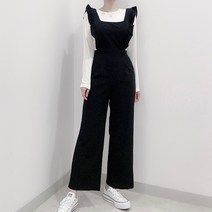 매일리룩 프릴 멜빵 점프슈트 오버롤 팬츠