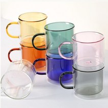 이중구조 내열유리 머그컵 350ml 2P세트, 딥그린, 코발트