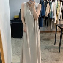 순이들 여성 린넨 민소매 원피스