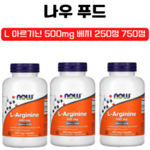 나우 푸드 L 아르기닌 L-Arginine 500mg 베지캡슐 250정 750정, 1개, 1개 250정