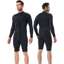프리다이빙슈트 웻슈트 웻수트 Seaskin 3mm Long Sleeve Shorty Wetsuit for Mens, 01 Black_04 Medium