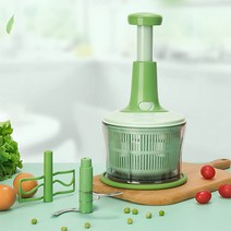 푸드 프로세서 1대 4역 다진기 초퍼・야채 배수기 샐러드 스피너・블렌더 거품기 회전식 수동 대용량 가정용