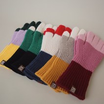 004 겨울 골지 핑거홀 스마트 터치 배색 도톰 손가락 장갑 5color