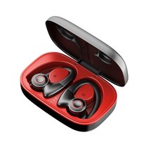 공기 전도 블루투스 이어폰 듀얼 마이크 노이즈 캔슬링 블루투스 이어폰 TWS T10, 흑적색