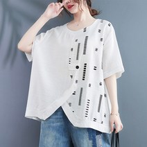 Girl Wow 반팔 티 왕언니 빅 사이즈 루즈 여름 쿨링 원단 한복 티