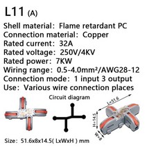 와이어 커넥터 스플라이싱 터미널 블록 도체 L11 푸시 인 미니 케이블 스플리터 Led 라이트, L11 (A), 3 PCS