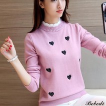 베베디 여성용 하트스 니트 긴팔티