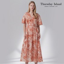 써스데이아일랜드 여름원피스 여성 셔링 롱원피스 코랄