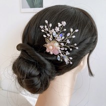 매화 한복 비녀 혼주 뒤꽂이 블루 핑크