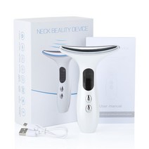 목주름관리기 목주름마사지기 피부목마사지 넥 페이스 마사지 안티 링클 리프팅 3 색 led 광자 치료 피부 강화 더블 턱 뷰티 장치 스킨 케어, 하얀