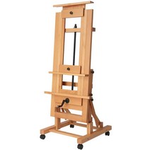 접이식 이젤 전시용 야외 나무 화판 드로잉 테이블이젤, (리프트 가능)-통나무 컬러 페인팅 스툴