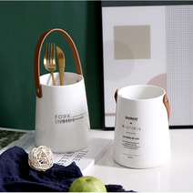 감성 캠핑 수저통 (가죽끈 수저꽂이 도자기 수저통 수저 정리케이스), FORK INSIDE