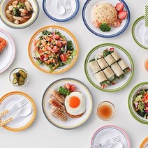 예쁜 캠핑 접시 세트 감성 피크닉 홈파티 플레이팅 그릇 세트 파우치 포함, 옐로우