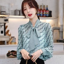 가바바 여성 큰리폰 포인트 쉬폰 블라우스 G42355