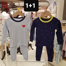 모이모이깜피 (엑스코)1+1하트체크(블루)+쁘띠도트(네이비)요루지9부 사방스판