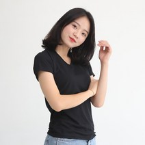 멋지군 코오롱 쿨론 기능성 브이넥 여성 빅사이즈 단체티 반팔 쿨 티셔츠