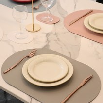 인부티크 방수 가죽 식탁 테이블 매트 컵받침 세트 12종, 라이트그레이