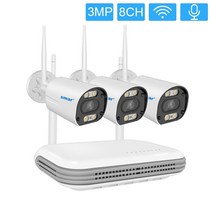 CCTV 감시 카메라 보안 실내 야외 smar 무선 wifi 키트 3mp 양방향 316, 없음, 8ch nvr 및 3 캠