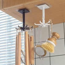 삼공이연구소302-LAB 주방 조리기구 부착식 다용도 회전 국자걸이 1+1, 블랙+블랙