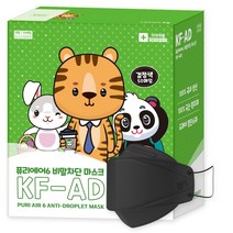 퓨리에어6 비말차단 마스크 KF-AD 국내생산 대형 검정색 50매입 개별포장, 2박스
