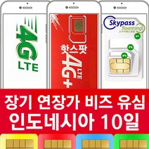 인도네시아 유심 칩 구매 10 일 핫스팟 무제한 지원 데이터 로밍 브카시 자카르타 발리 출장 여행 심카드 xl 스카이패스로밍, 오늘주문내일수령, 10일