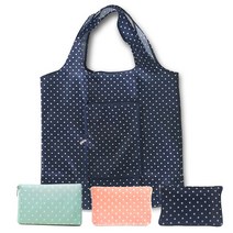 민스리빙 휴대 접이식 포켓 장바구니 에코백 시장가방, 1개, 시장가방-지퍼(도트민트)