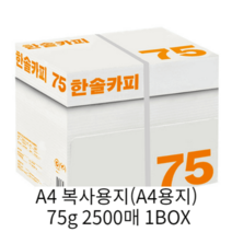 [특가] 사무용 한솔 A4 복사용지(A4용지) 75g 2500매 1BOX