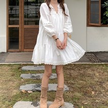 린즈니 리본 셔링 미니 원피스 (플레어/캉캉)