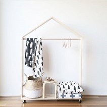 아이 방꾸미기 원목 아기옷행거 키즈 우드 옷걸이 행거 140cm, 1단행거