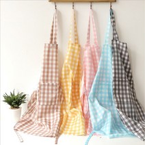 HY 방수 앞치마 주방 예쁜 체크 김장 식당, 1개, 다크브라운