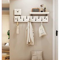 원목 벽면 행거 선반 벽부착 옷걸이 인테리어 벽걸이, 8후크 + 선반 (오리지널 컬러)